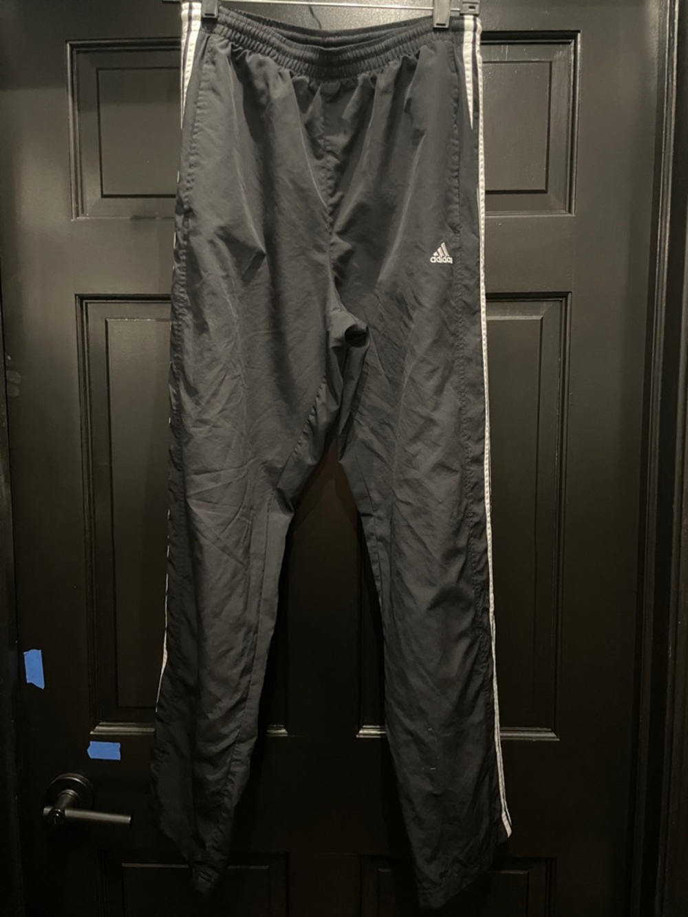adidas Black Track Pants with White Stripes